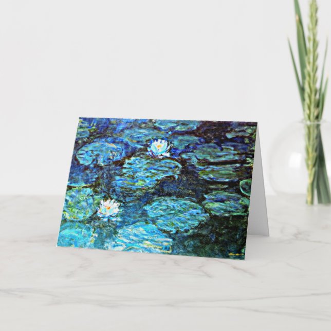 Tarjeta Blue Water-Lilies, pintura de Monet, (Anverso)
