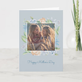 Tarjeta Blue Water Sketched Floral Day of Mother's Day