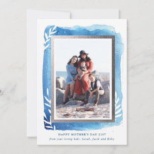 Tarjeta Blue Watercolor Happy Mother's Day Card