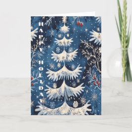 Tarjeta Blue White Christmas Tree Holiday Card