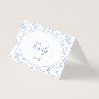 Tarjeta Blue & White Vintage Floral Wedding card 二つ折りカード