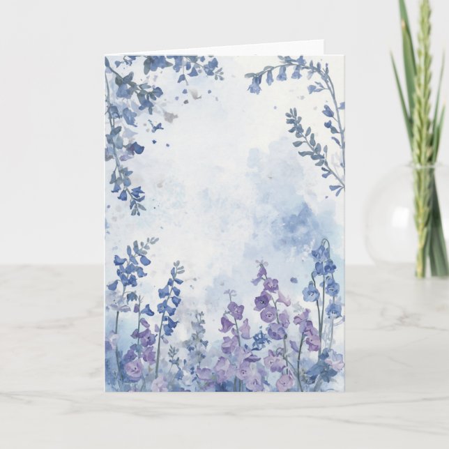 Tarjeta Bluebells and SweetPeas Watercolor Motif BlankCard (Anverso)
