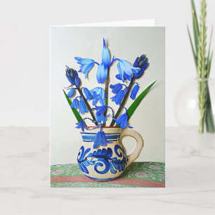 Tarjeta Bluebells en un jarro