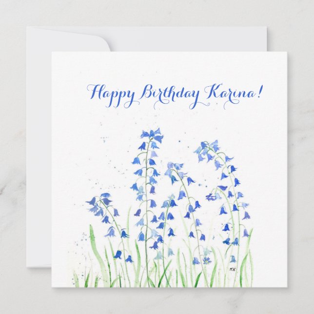 Tarjeta Bluebells flores azules bosques Cumpleaños (Anverso)