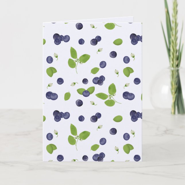 Tarjeta Blueberries Watercolor Blueberry Blossoms Foliage (Anverso)