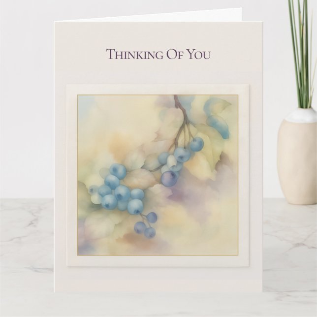 Tarjeta Blueberry Floral Folded Greeting Card - Blank  (Anverso)
