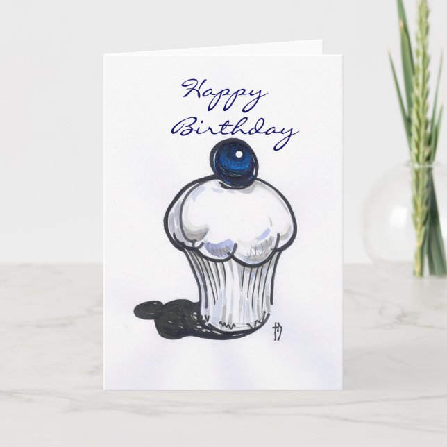 Tarjeta Blueberry Muffin Feliz cumpleaños (Anverso)
