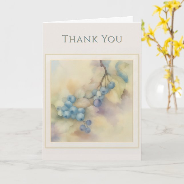 Tarjeta Blueberry Watercolour Greeting Card — Pastel Botan (flor amarilla)