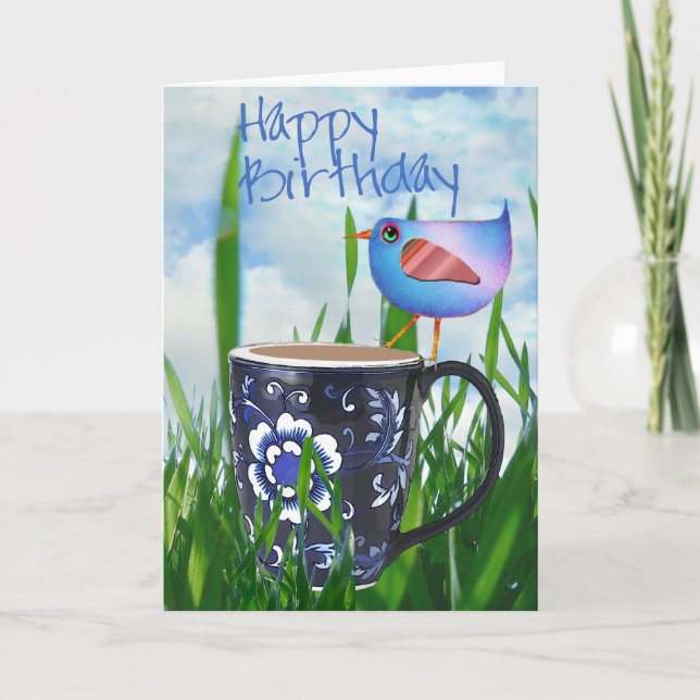 Tarjeta Bluebird of Coffee Happy Birthday (Anverso)