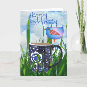 Tarjeta Bluebird of Coffee Happy Birthday