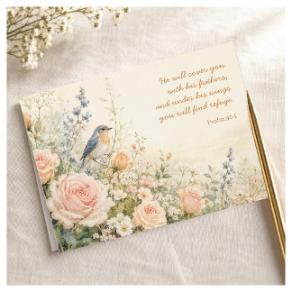 Tarjeta Bluebird & Roses Salmo 91:4