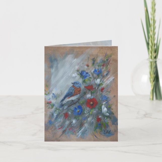 Tarjeta Bluebird USA - pintado a mano (Anverso)