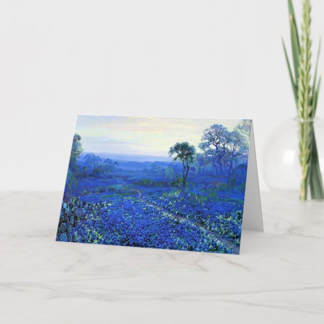 Tarjeta Bluebonnet Landscape with Cacti & Mountain Laurel (Anverso)