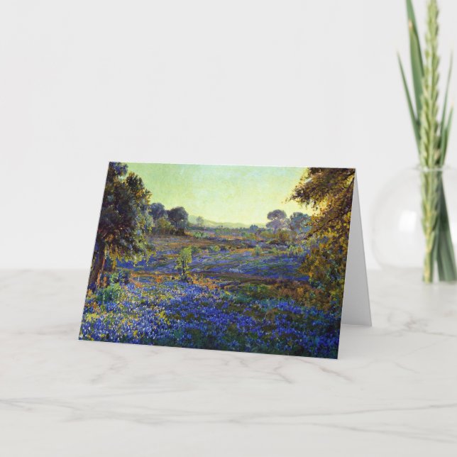 Tarjeta Bluebonnets a última hora de la tarde, cerca de La (Anverso)