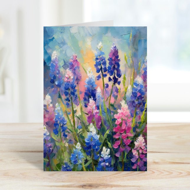 Tarjeta Bluebonnets Resumen de arte floral (Subido por el creador)