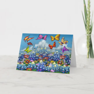 Tarjeta Bluebonnets Wildflowers Butterflies