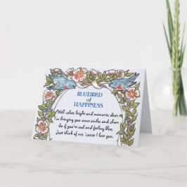 Tarjeta BluePájaro de la felicidad poesía floral se recupe