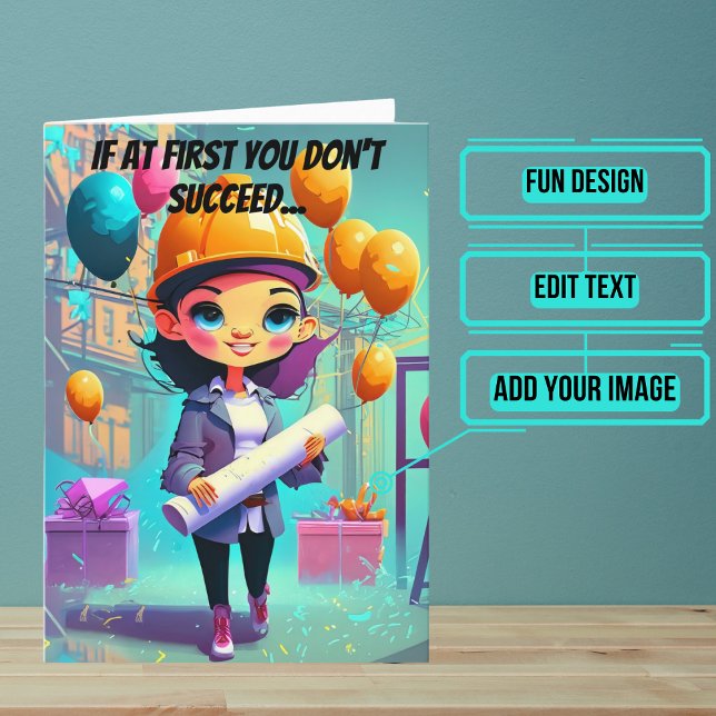 Tarjeta Blueprints y cumpleaños de ingeniera femenina (This lovely card is specifically for the engineer friend or family member in your life. )