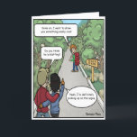 Tarjeta Bluffing Funny Birthday Card<br><div class="desc">This humorous birthday card features a couple hiking together with a friend, who is very excited to show them something really cool up ahead. The hikers are taken back by his enthusiasm to the point of wondering if he’s bluffing. Then they realize that all signs indeed point out that he...</div>