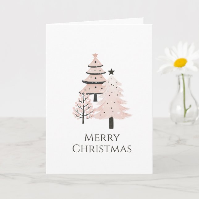Tarjeta Blush and Neutral Modern Christmas Tree (Planta pequeña)