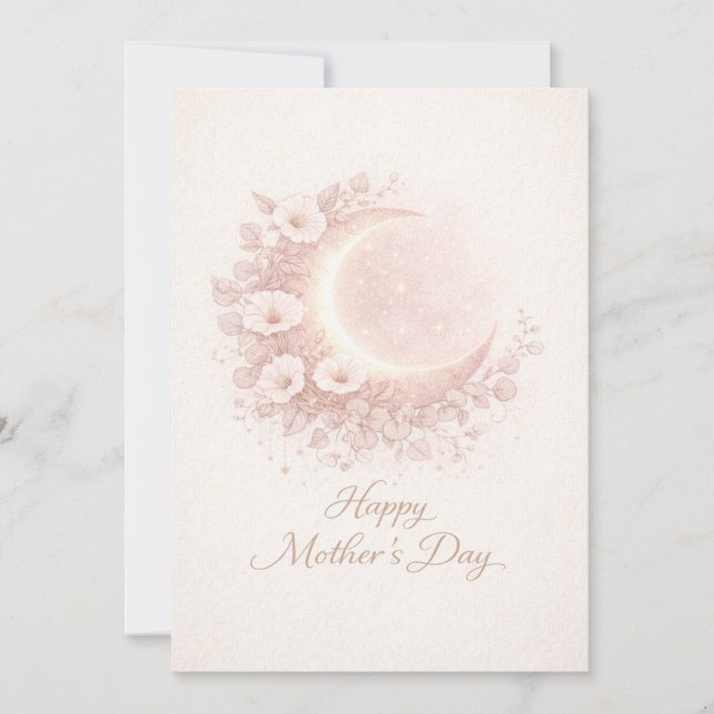 Tarjeta Blush Celestial Moon Floral Mother's Day Card (Anverso)