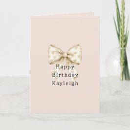 Tarjeta Blush Cream Hearts Bows Birthday