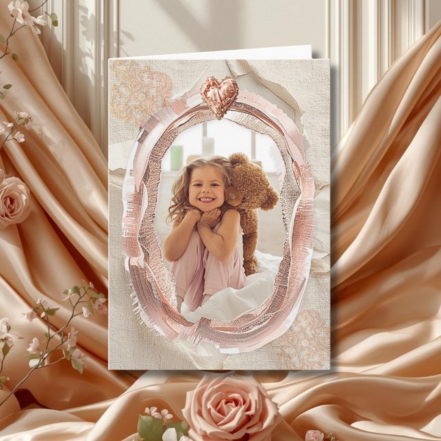 Tarjeta Blush Heirloom Heart Photo Frame Loving  (Subido por el creador)