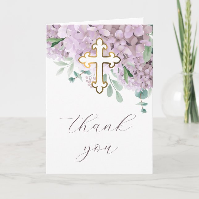 Tarjeta Blush Hydrangea Holy Cross Religious Thank You (Anverso)