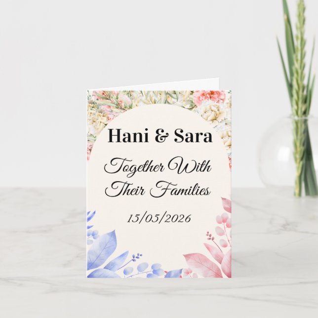 Tarjeta Blush Pink Floral Photo Wedding Invitation with Go (Anverso)