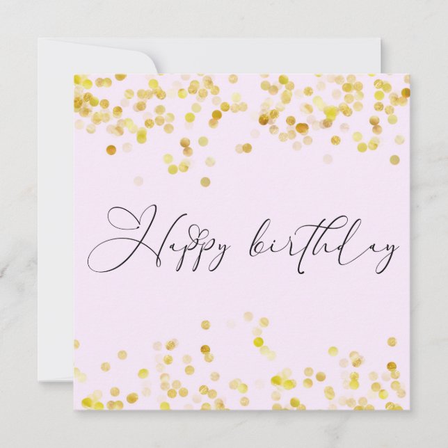 Tarjeta Blush Pink Gold Glitter Happy Birthday (Anverso)