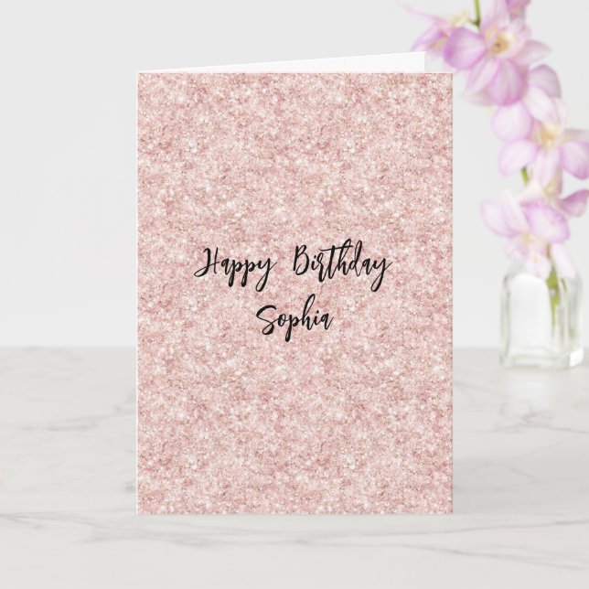 Tarjeta Blush Pink Sparkle Glitter Birthday (Orquídea)