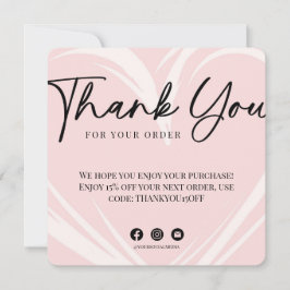 Tarjeta Blush Pink Thank You For Your Order Card