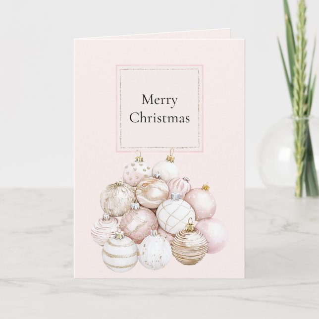 Tarjeta Blush Pink White Champagne Christmas Ornaments (Anverso)