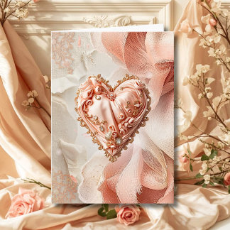 Tarjeta Blush Rococo Heart Lace Elegant Thank You