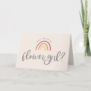 Tarjeta Blush Rosa Terracota Arcoiris Flor Niña Propuesta