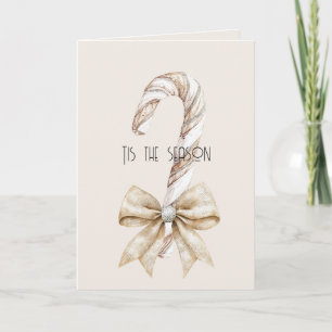 Tarjeta Blush Rustic Caramelo de Navidad Caña Crema Arco d