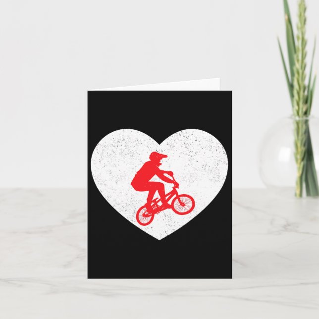 Tarjeta Bmx Silhouette Biker Bicicleta Valentine Heart Sha (Anverso)