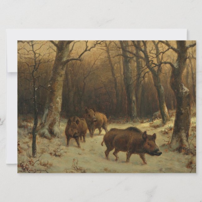 Tarjeta Boares salvajes en la nieve (por Rosa Bonheur) (Anverso)
