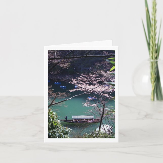 Tarjeta Boating de primavera en Arashiyama, Kioto, Japón (Anverso)