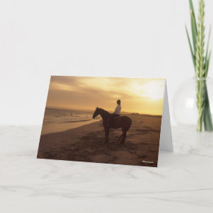 Tarjeta Bob Langrish   Caballo y jinete en la playa al ata
