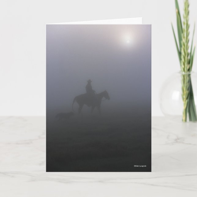 Tarjeta Bob Langrish | Vaquero En Niebla Con Perro (Anverso)