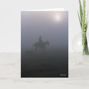 Tarjeta Bob Langrish   Vaquero Montando En Niebla Con Perr