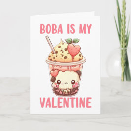 Tarjeta Boba es mi San Valentín, delicioso té de burbujas 