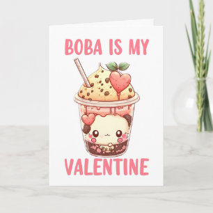 Tarjeta Boba es mi San Valentín, delicioso té de burbujas 
