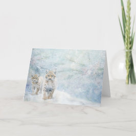 Tarjeta Bobcats De Cute Woodland Animales En Saludo De Nie