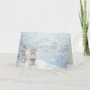 Tarjeta Bobcats De Cute Woodland Animales En Saludo De Nie