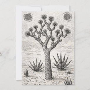 Tarjeta boceto de árbol de josué arte de boceto del desi