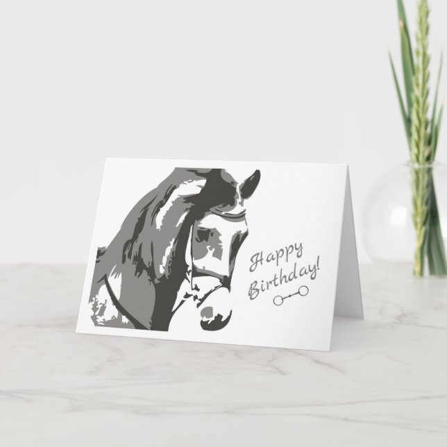Tarjeta Boceto de caballos y bocadillo de snaffle ~ Feliz  (Anverso)