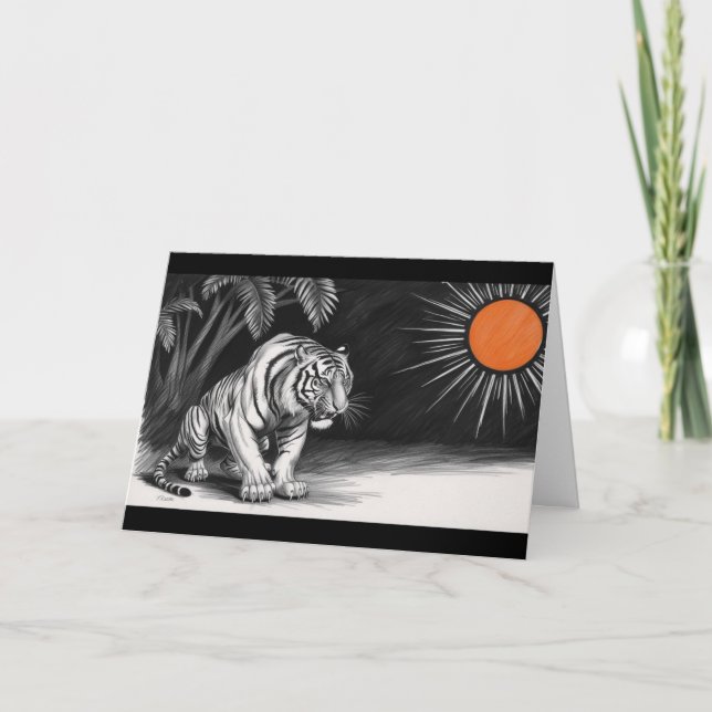 Tarjeta Boceto de lápiz de tigre único (Anverso)