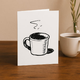 Tarjeta Boceto de taza de café dibujado a mano minimalista